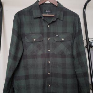 Brixton Bowery Flannel (Dark Green/Black) - L